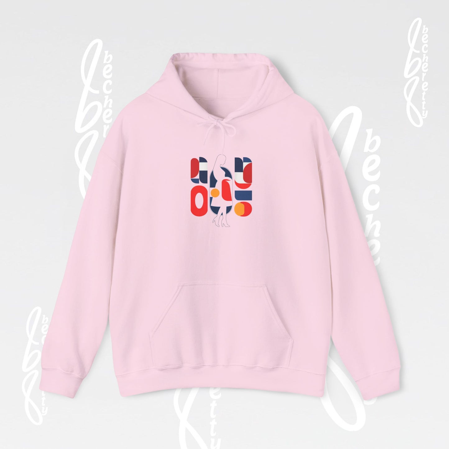 Luminous Silhouette Hoodie - Bauhaus-inspired geometric shapes - Art Graphic Minimalist Becheretty