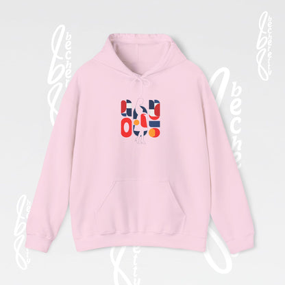 Luminous Silhouette Hoodie - Bauhaus-inspired geometric shapes - Art Graphic Minimalist Becheretty