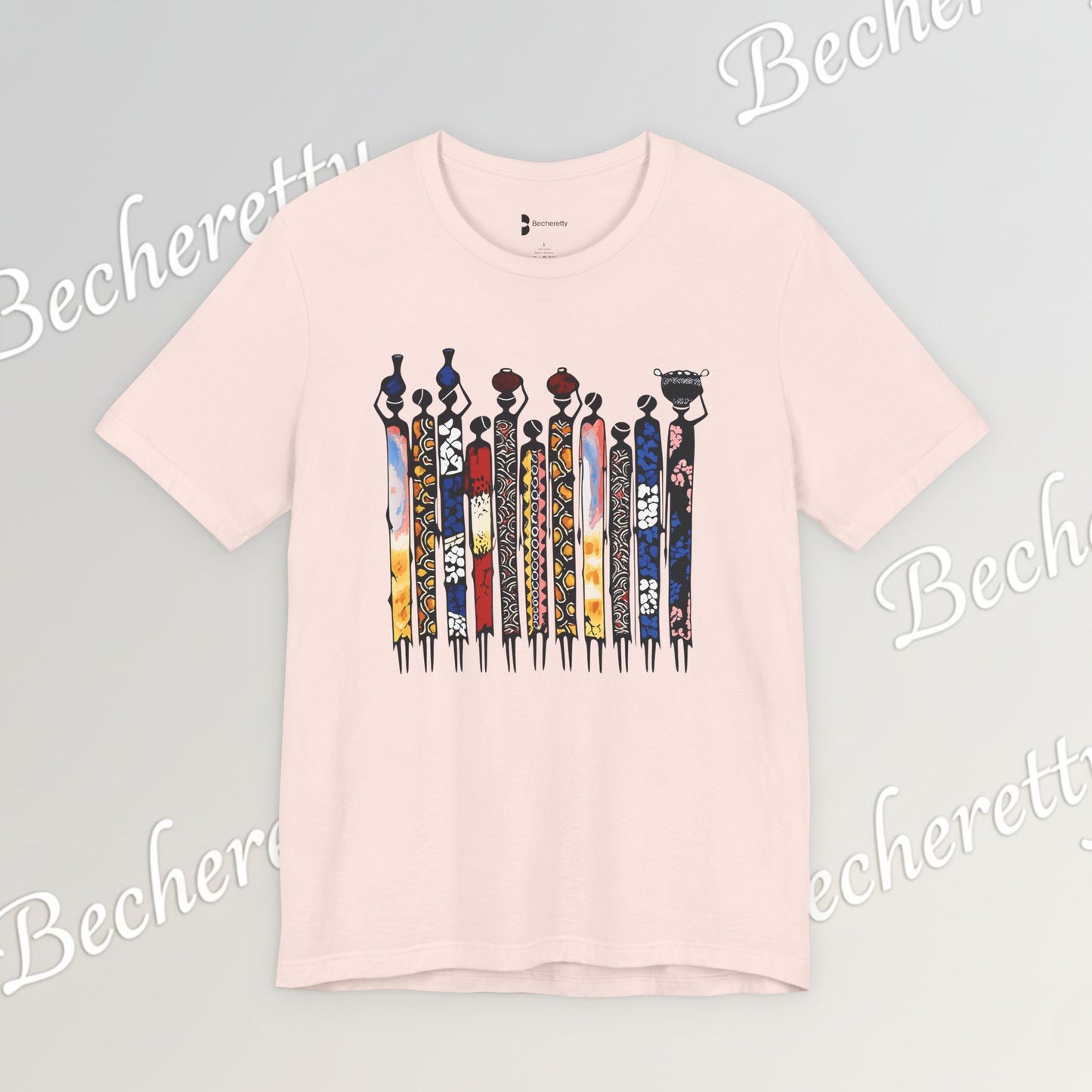 Ancestral Strides - Graphic Tee Becheretty - African tribal art style - Woven with history, worn with pride.