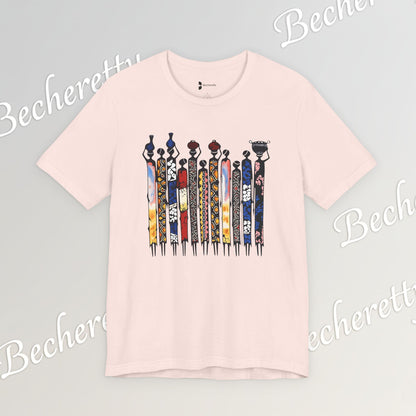Ancestral Strides - Graphic Tee Becheretty - African tribal art style - Woven with history, worn with pride.