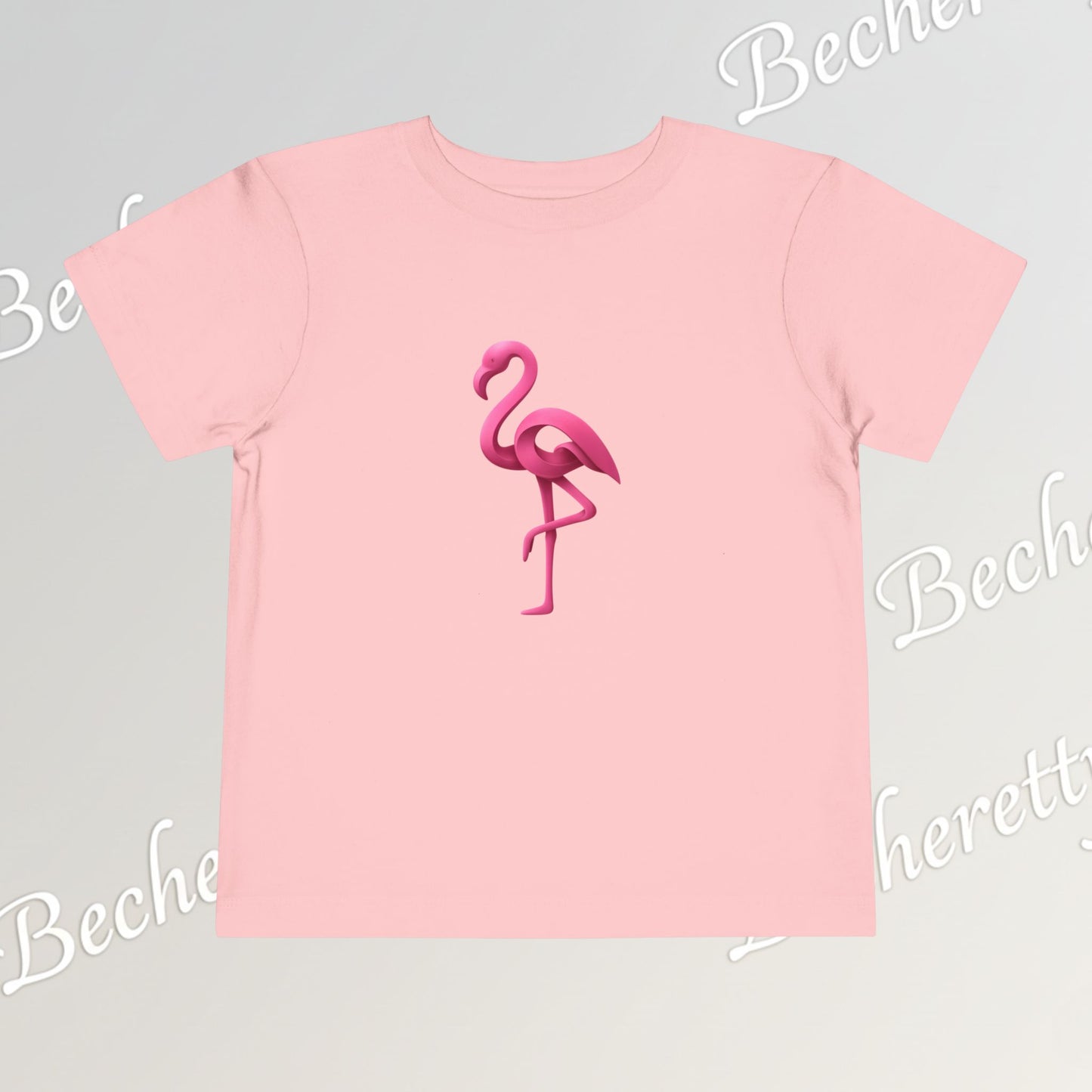 Toddler Flamingo Tee — Cute Pink Flamingo Short Sleeve T-Shirt for Kids - Art Graphic Becheretty