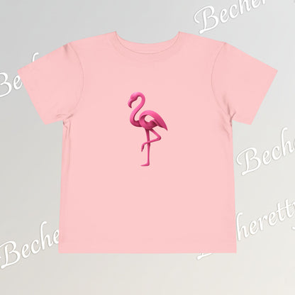 Toddler Flamingo Tee — Cute Pink Flamingo Short Sleeve T-Shirt for Kids - Art Graphic Becheretty