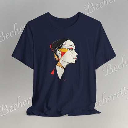 Abstract Profile Art Tee Becheretty — Minimal Geometric Woman Portrait T-Shirt