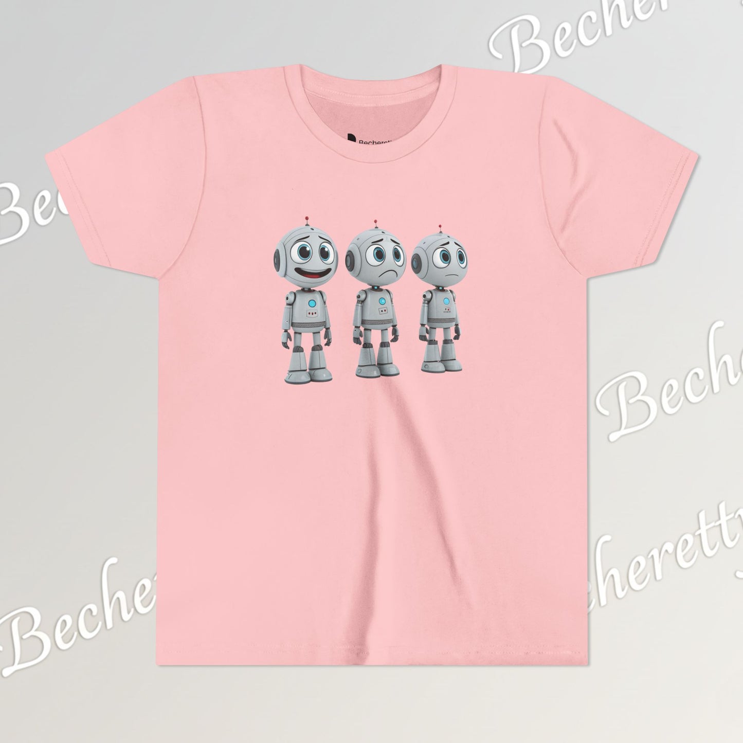 Youth T-Shirt  "Three Funny Kid Robots" Art Graphic Becheretty - Perfect for expressing your daily mood without saying a word