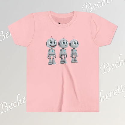 Youth T-Shirt  "Three Funny Kid Robots" Art Graphic Becheretty - Perfect for expressing your daily mood without saying a word