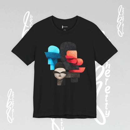 Abstract Face Graphic Tee - Colorful Design Becheretty - Silent Dialogue - Casual Wear