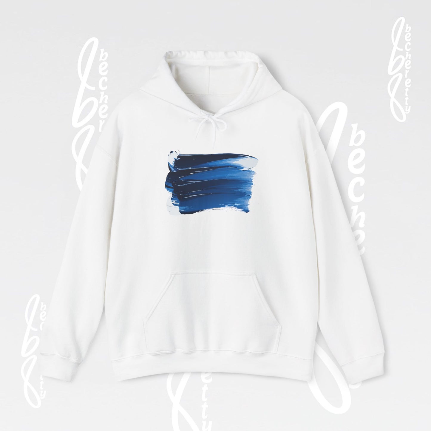 Abstract Blue Brushstroke Hoodie - Art Graphic Becheretty - Comfort and style with this Unisex Heavy Blend