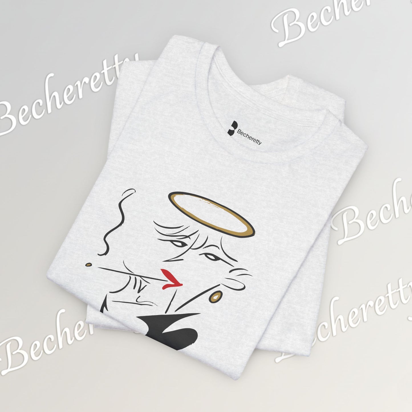 "Fallen Angel" Abstract Line Art Graphic Tee Becheretty - Channel your inner rebel with a touch of divine style