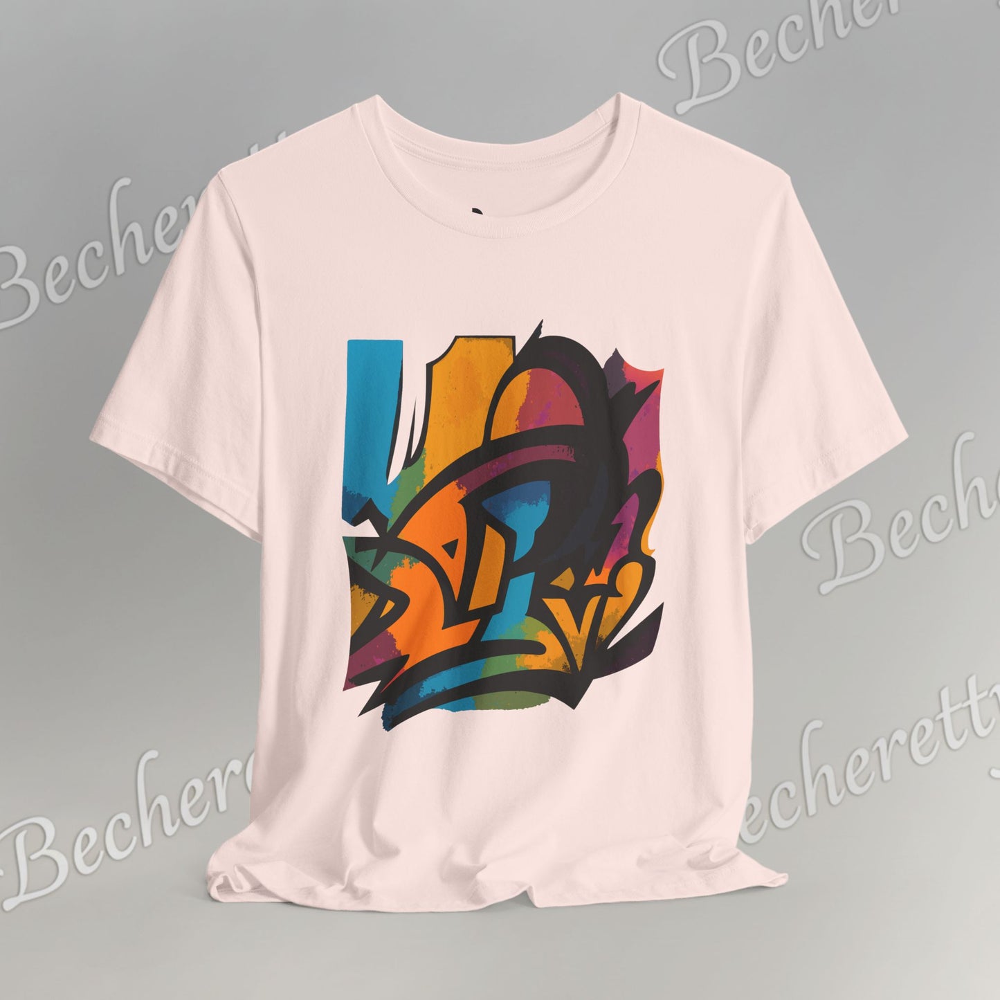 "Neon Fracture" — T-Shirt Becheretty - It captures the aesthetic of the shapes while nodding to those electric 80s/90s colors.