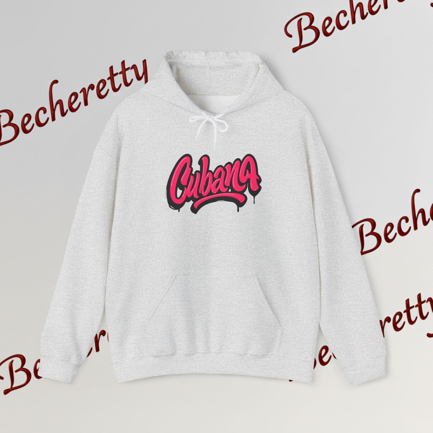 Graphic Hoodie "Cubana"  Art Graphic Becheretty - This spacious kangaroo-style bag proudly displays a connection to Cuban culture.