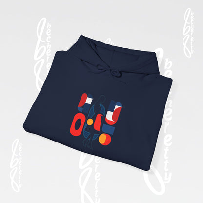 Luminous Silhouette Hoodie - Bauhaus-inspired geometric shapes - Art Graphic Minimalist Becheretty