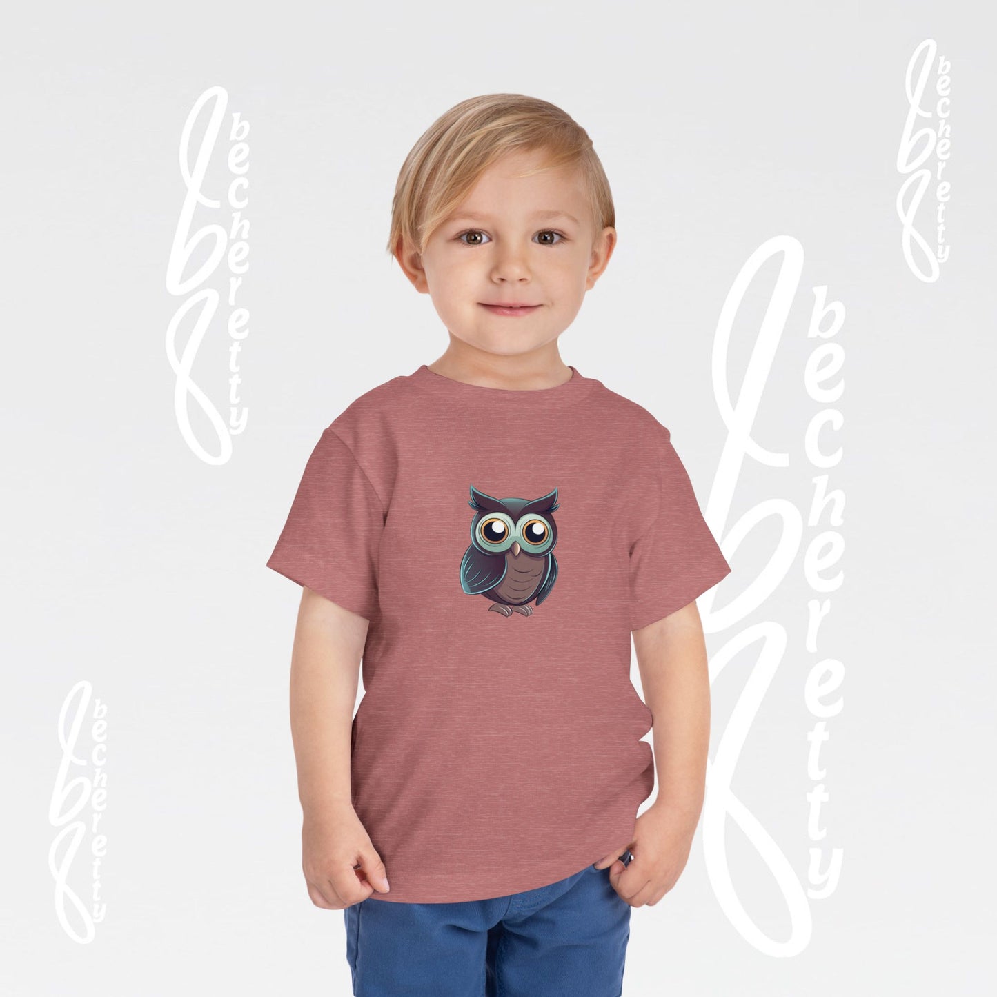 Owl Toddler Tee - Cute & Comfortable Short Sleeve Shirt for Kids - Art Graphic Becheretty