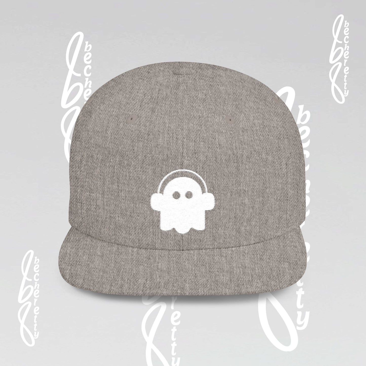 Unique Ghost Headphones Flat Bill Snapback Hat - Art Graphic Becheretty