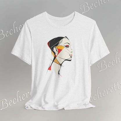 Abstract Profile Art Tee Becheretty — Minimal Geometric Woman Portrait T-Shirt