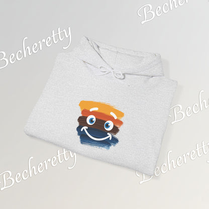 Graphic Hoodie - Smiling Sunset Brushstroke - Cute Happy Face- Art Minimalist Becheretty