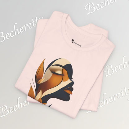 "Golden Profile" Abstract Graphic T‑Shirt – Art Minimalist Becheretty - Botanical inspiration