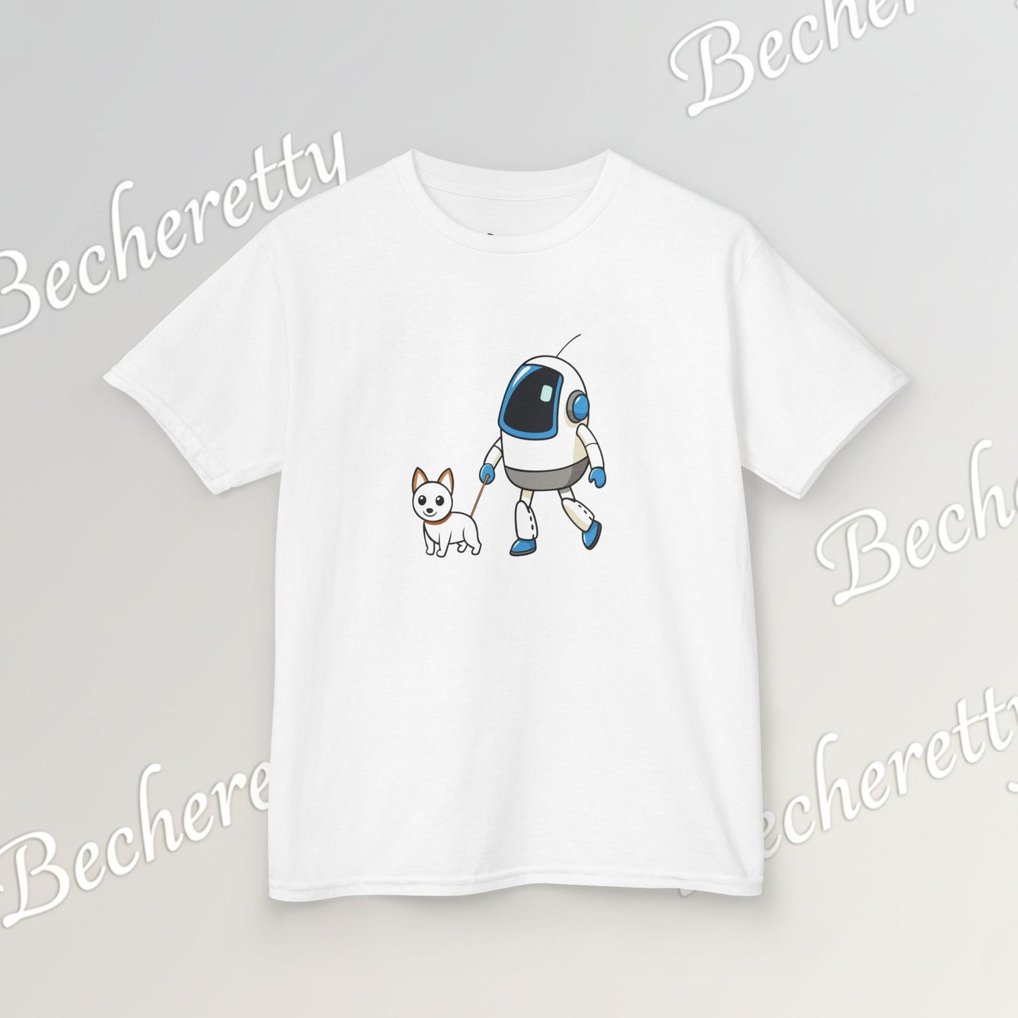 Cute Kids Robot & Dog  - T-Shirt for Youth - Art Graphic Becheretty - Gift for Children