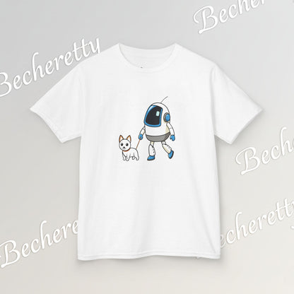 Cute Kids Robot & Dog  - T-Shirt for Youth - Art Graphic Becheretty - Gift for Children