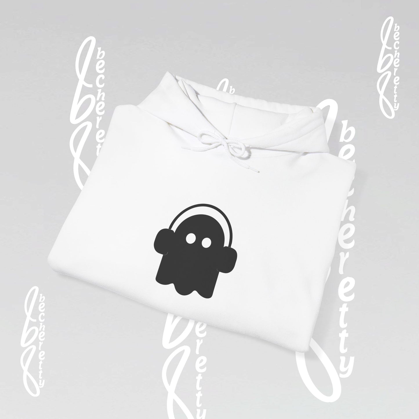 Funny Ghost Hoodie - Art Graphic Minimalist Becheretty "Ghost Headphone"