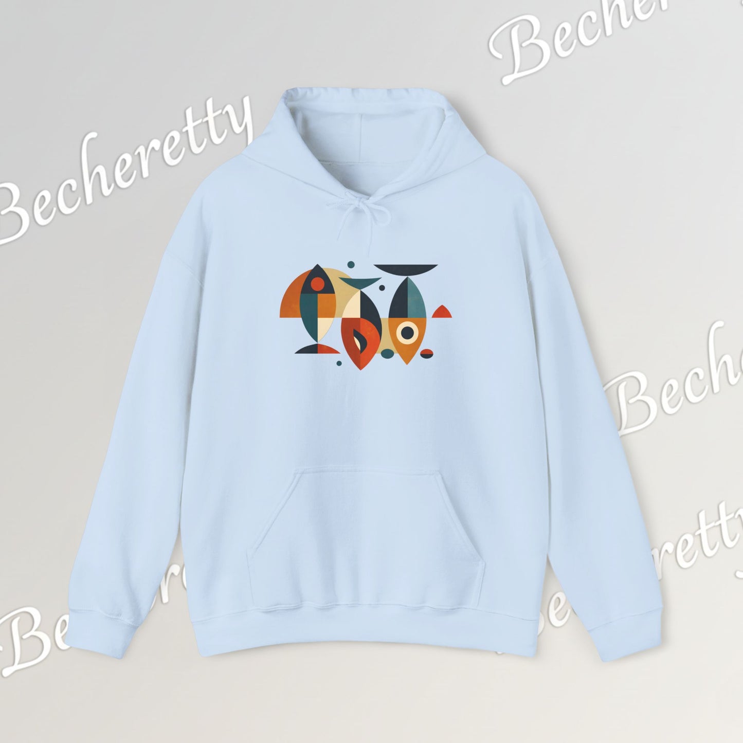Geometric Fish Hoodie - Minimalist Graphic Becheretty, blending abstract geometric shapes