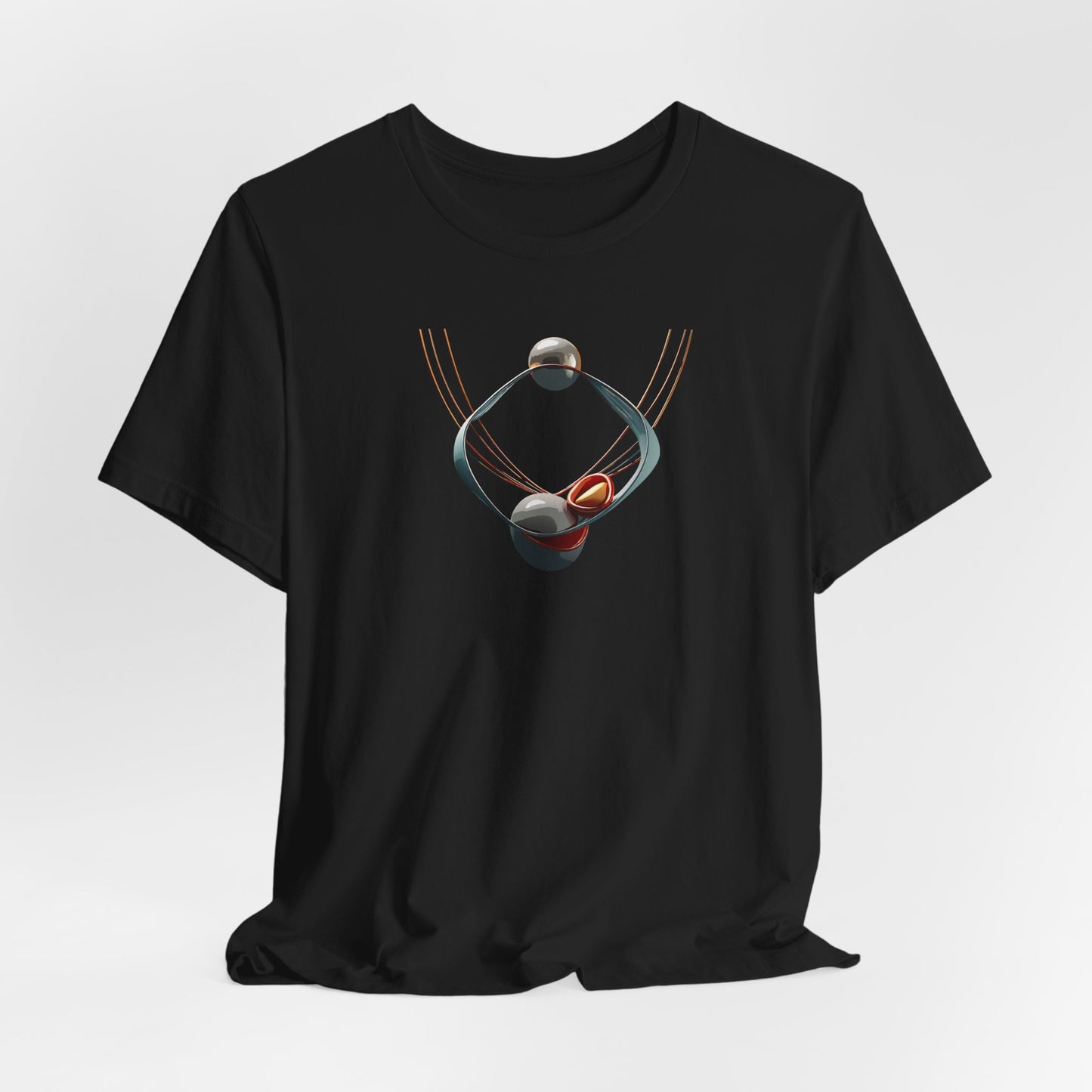 Abstract Orbital Necklace Tee - Art Graphic Minimalist Becheretty - Wearable artwork