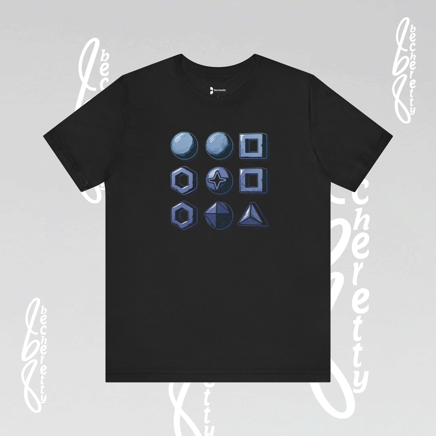 Graphic "Abstract Geometrics" T-Shirt Becheretty - Short Sleeve - Art Minimalist - Casual Wear