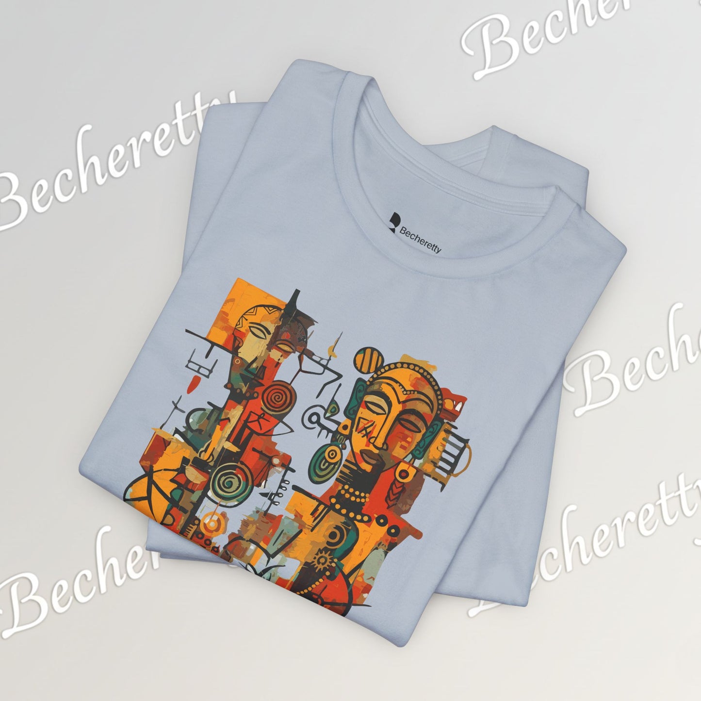African Art T-Shirt "Ancestral Echoes" Graphic Becheretty - Abstract style - Ethno-Contemporary Fashion
