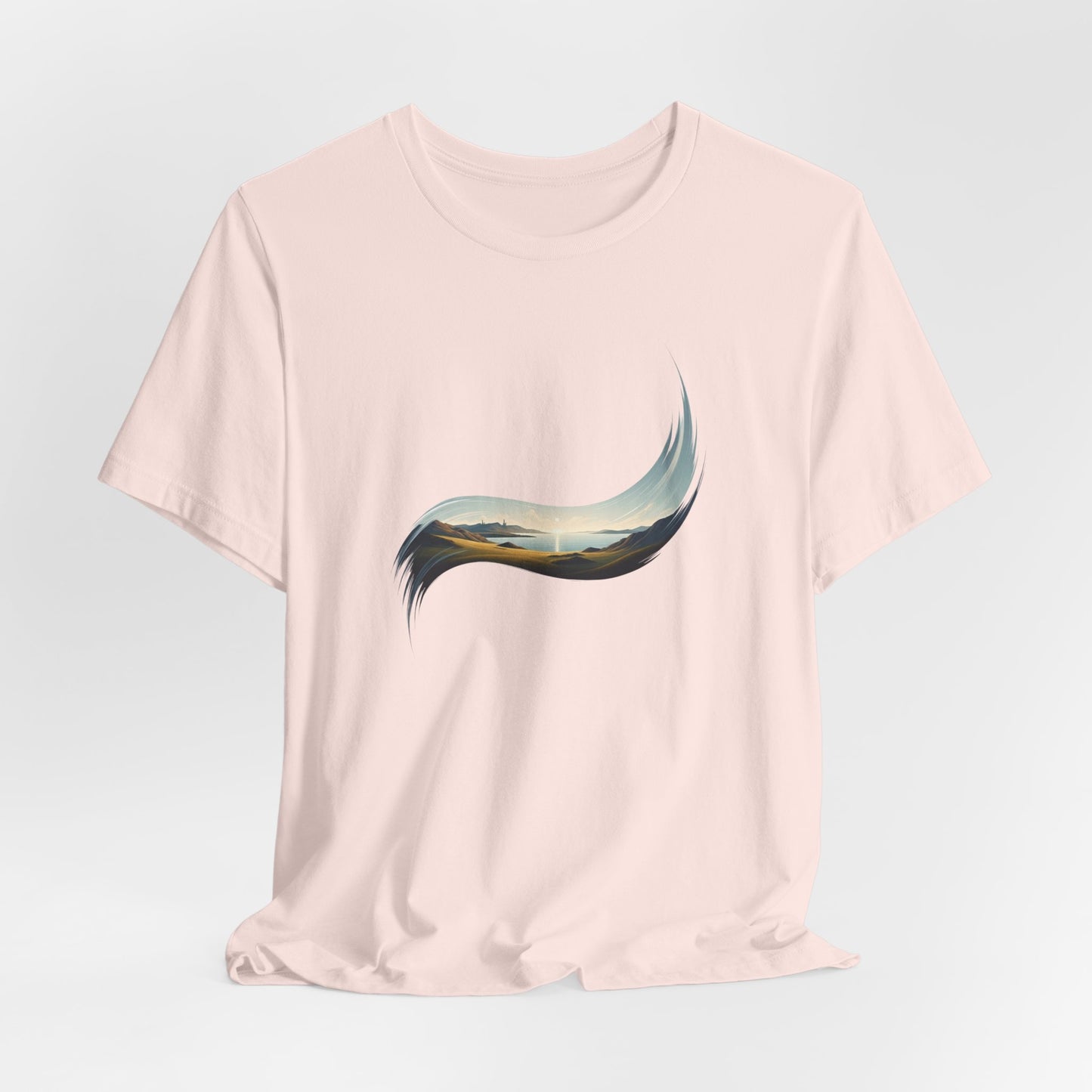 Abstract Wave Tee — Minimal Coastal Brushstroke T-Shirt Becheretty - Ideal Gift - Original Design