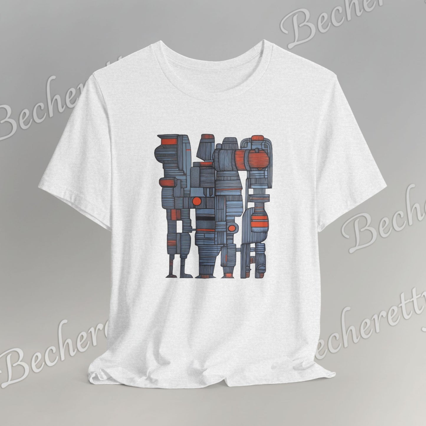 Abstract figurative illustration T-Shirt Becheretty - Geometric, totem-inspired composition - Wearable Art