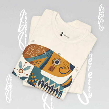 Abstract Guardian Folk Art Dog T-Shirt — Modern Canine Lover Gift
