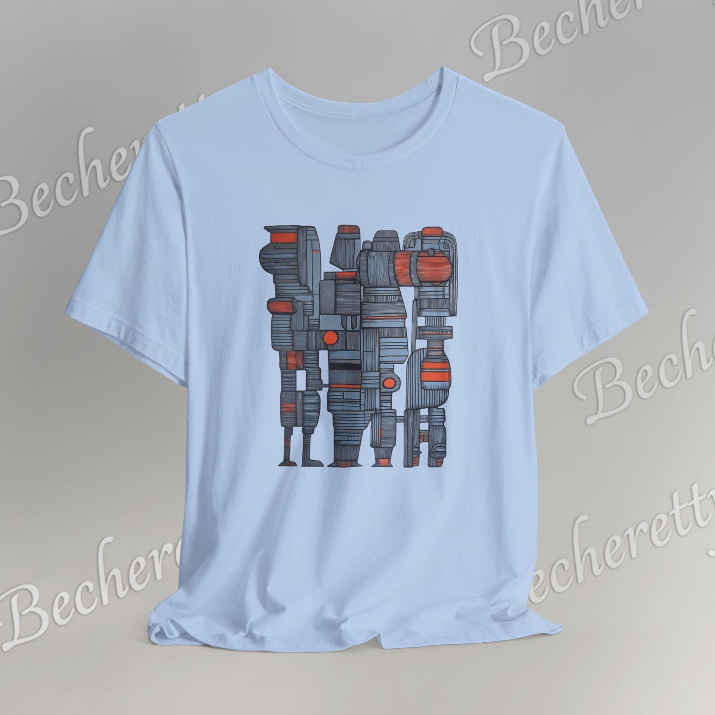 Abstract figurative illustration T-Shirt Becheretty - Geometric, totem-inspired composition - Wearable Art