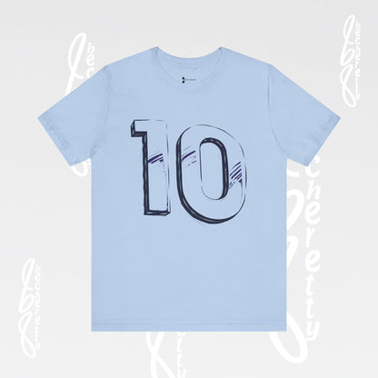Stylish Unisex Tee - Number 10 - Casual Everyday Wear, Unique Gift  Sports Lovers, Becheretty Graphic, Team Spirit
