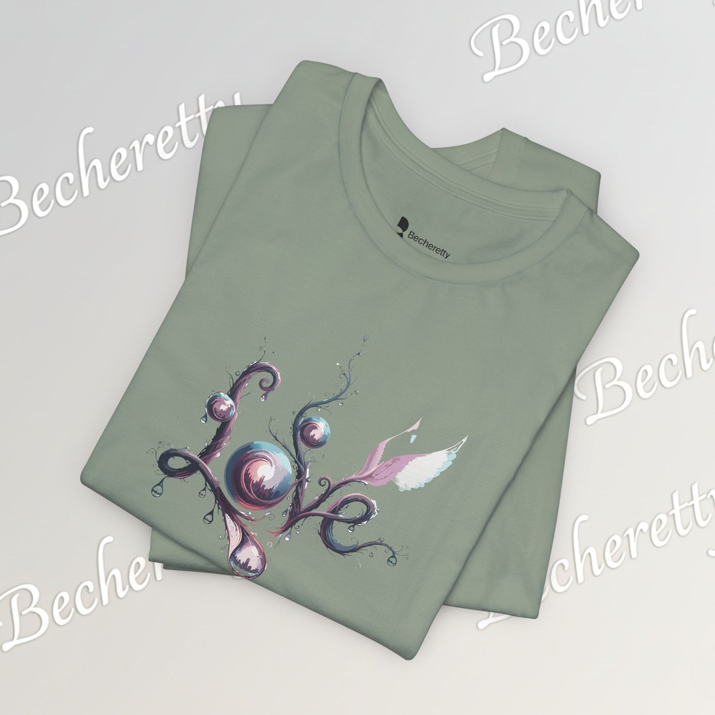 Love Script Tee - Romantic Floral Typography T-Shirt - Art Graphic Becheretty - Ideal gift for your loved one