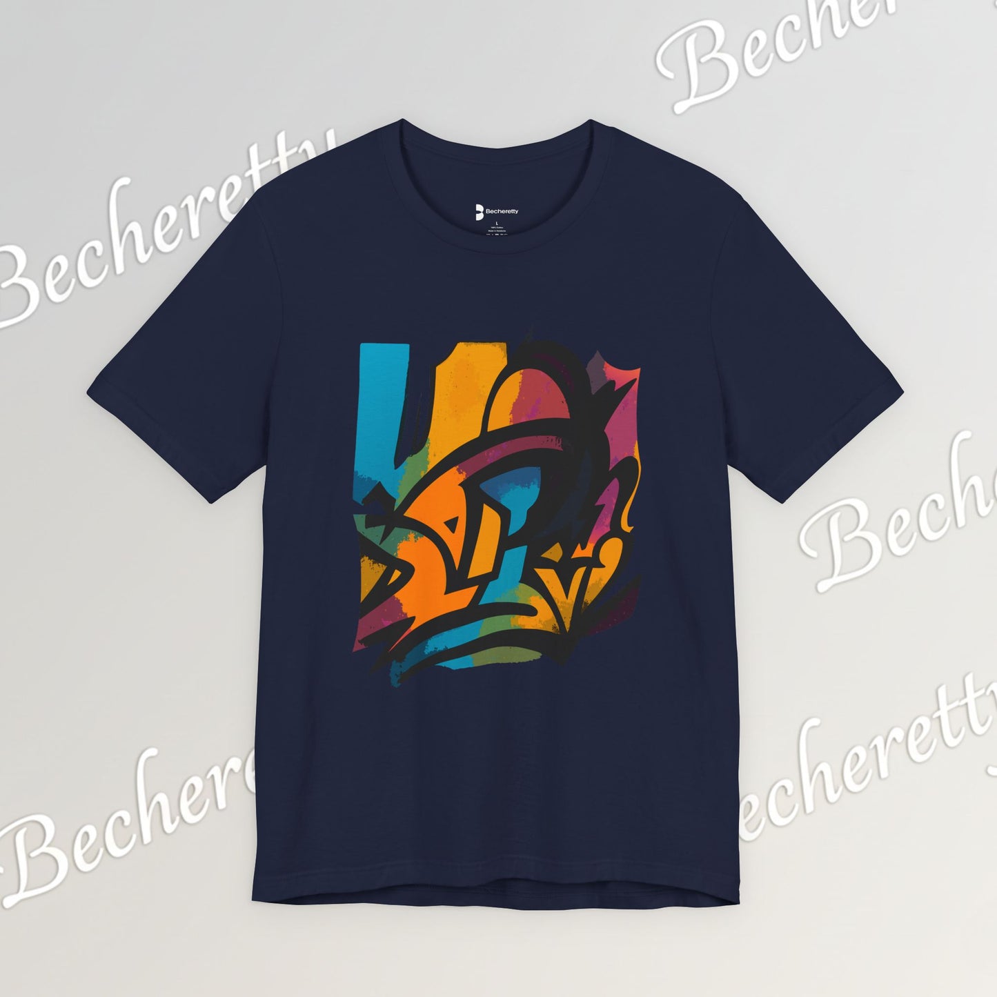 "Neon Fracture" — T-Shirt Becheretty - It captures the aesthetic of the shapes while nodding to those electric 80s/90s colors.