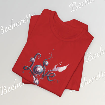 Love Script Tee - Romantic Floral Typography T-Shirt - Art Graphic Becheretty - Ideal gift for your loved one