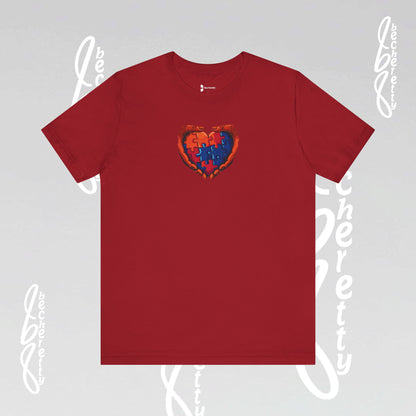 Colorful Puzzle Heart T-Shirt - Graphic Becheretty - Celebrating neurodiversity - Your tee, their voice.