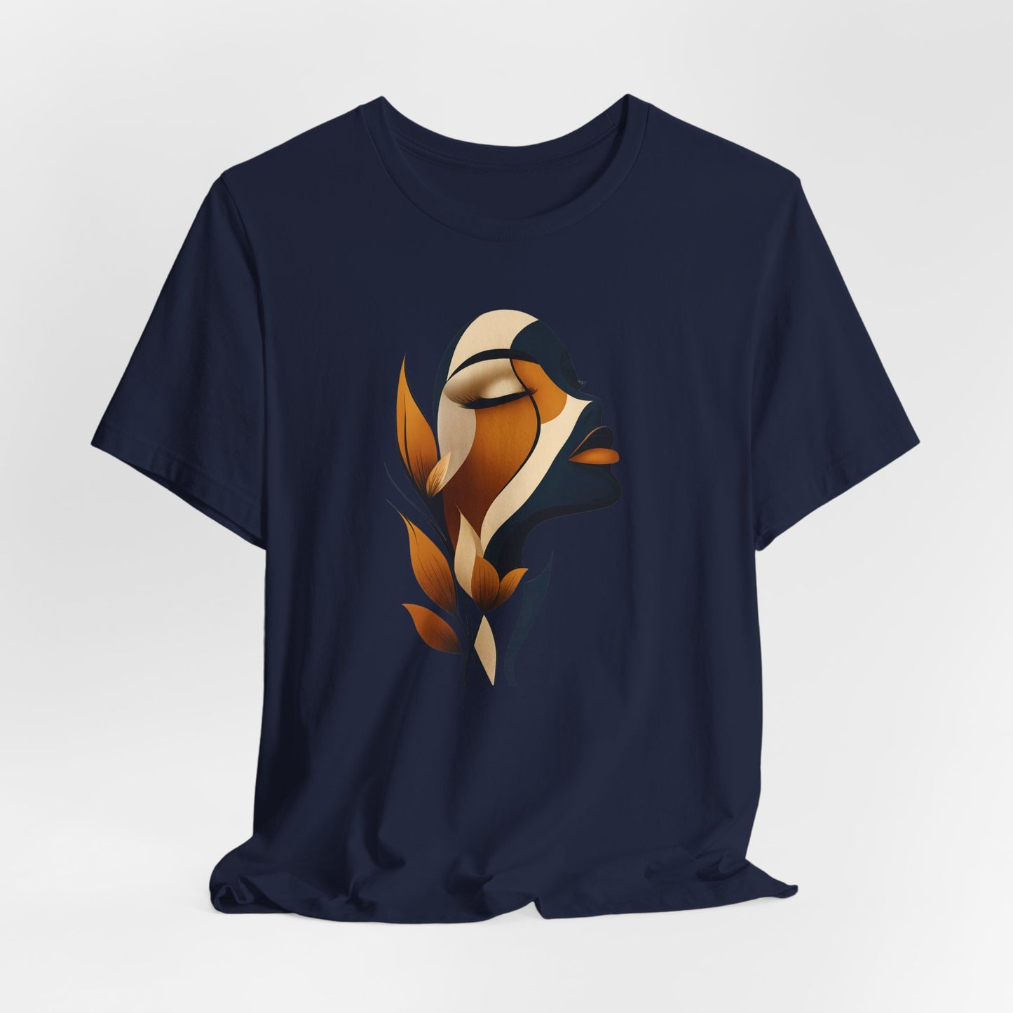 "Golden Profile" Abstract Graphic T‑Shirt – Art Minimalist Becheretty - Botanical inspiration