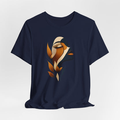 "Golden Profile" Abstract Graphic T‑Shirt – Art Minimalist Becheretty - Botanical inspiration
