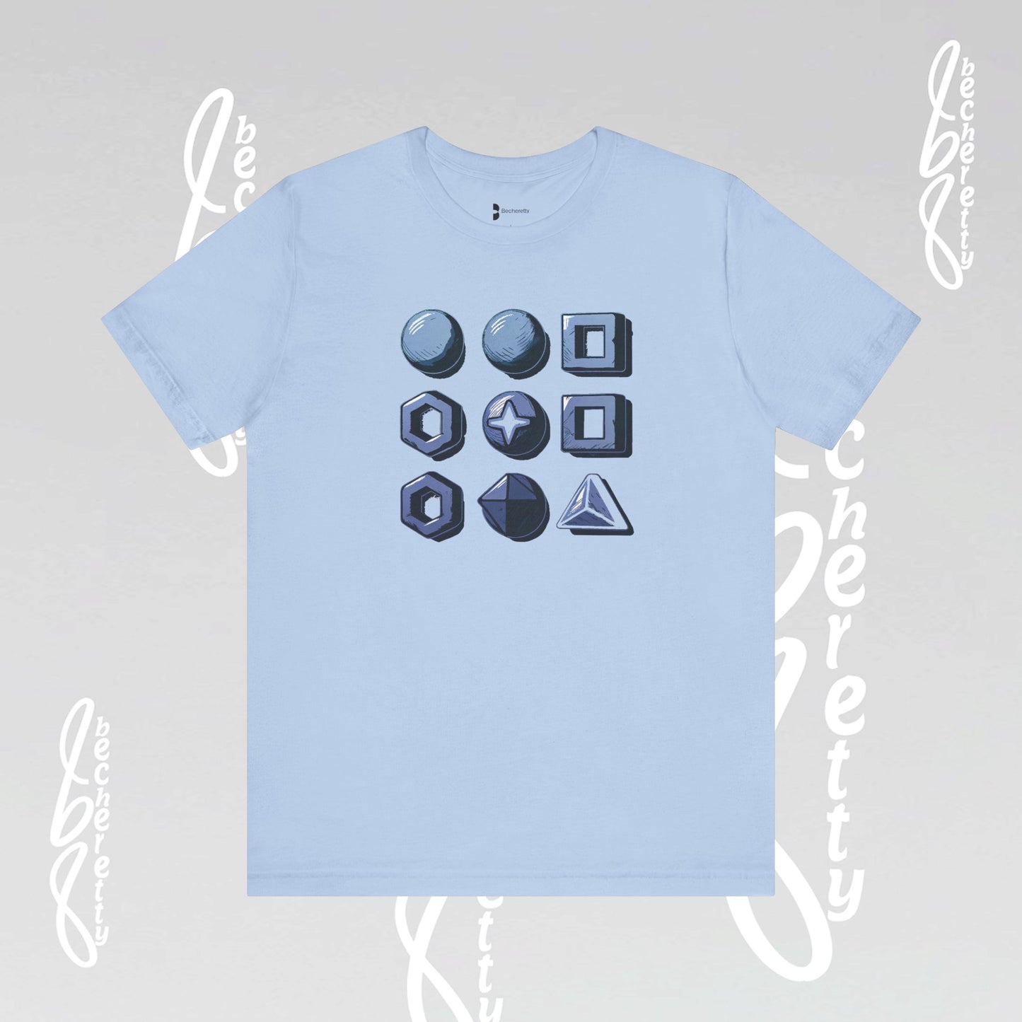 Graphic "Abstract Geometrics" T-Shirt Becheretty - Short Sleeve - Art Minimalist - Casual Wear