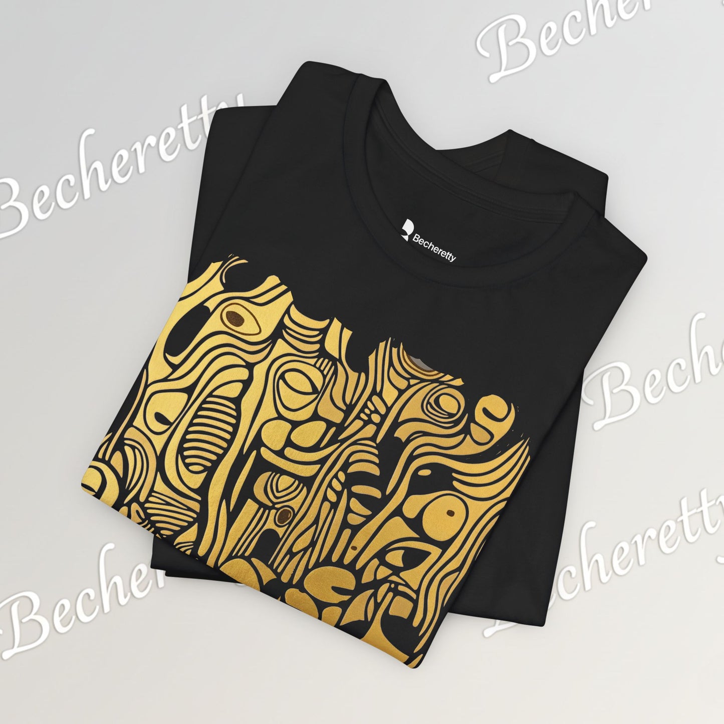 Golden Currents Tee - Abstract Organic line Art Becheretty - Abstract exploration of form and rhythm
