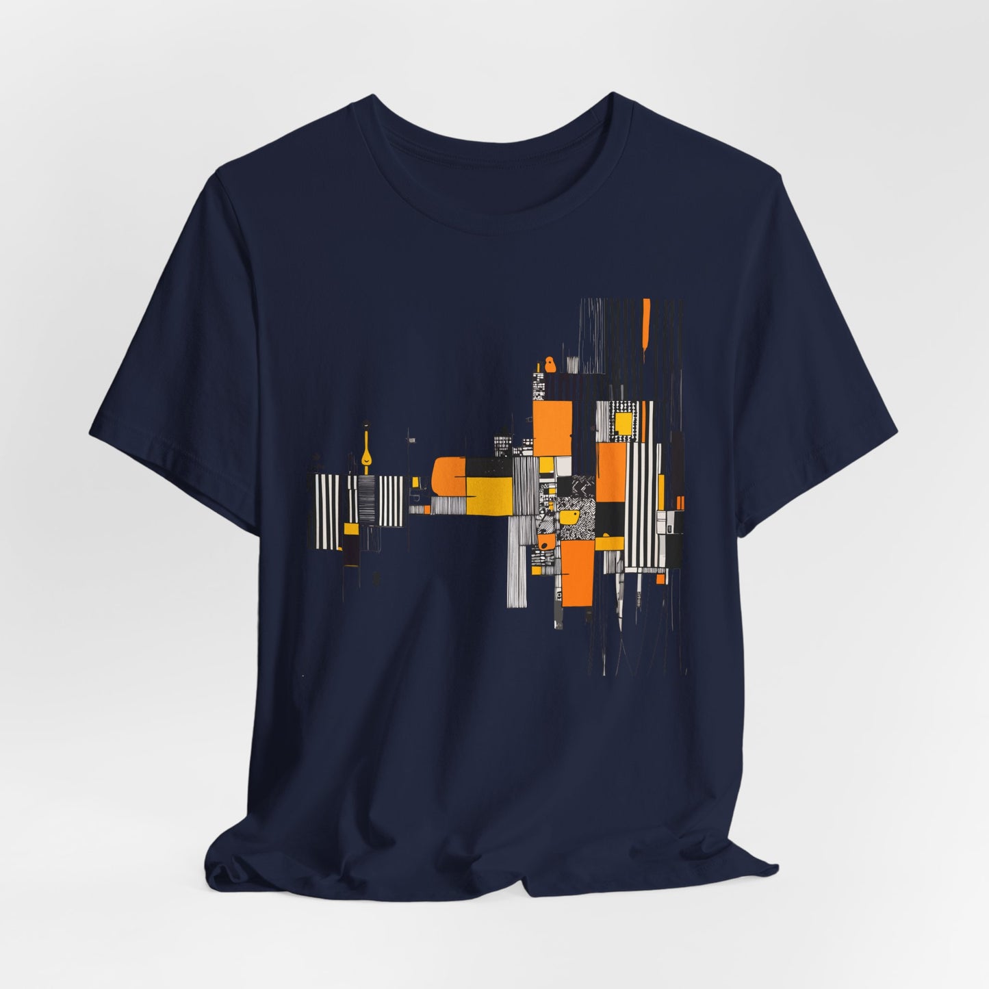 Abstract Geometric Tee - Art Graphic Becheretty - Modern Orange & Gray Cityscape Design
