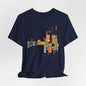 Abstract Geometric Tee - Art Graphic Becheretty - Modern Orange & Gray Cityscape Design