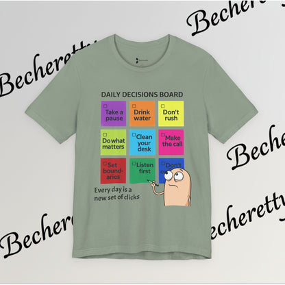 Graphic T-Shirt - Becheretty Motivational Checklist Tee that brings gentle humor and daily mindfulness to everyday wear