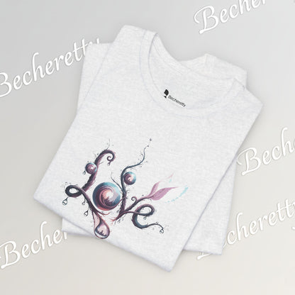 Love Script Tee - Romantic Floral Typography T-Shirt - Art Graphic Becheretty - Ideal gift for your loved one