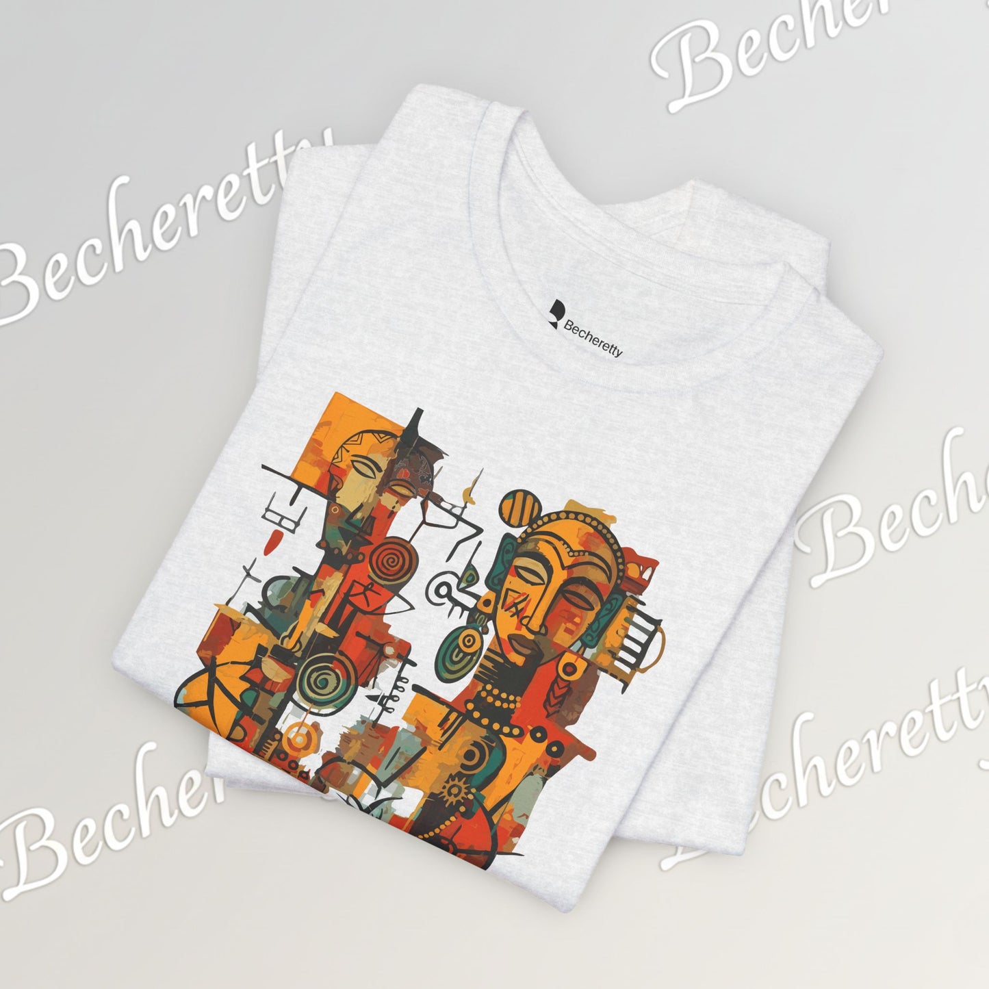 African Art T-Shirt "Ancestral Echoes" Graphic Becheretty - Abstract style - Ethno-Contemporary Fashion