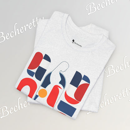 Luminous Silhouette T-Shirt - Bauhaus-inspired geometric shapes - Art Graphic Minimalist Becheretty