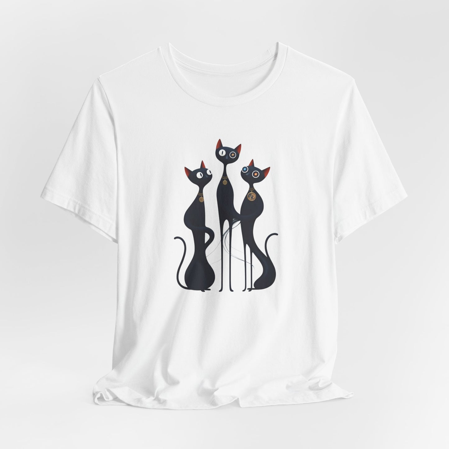 Black Cat Trio Tee – Cute Retro Cats Graphic T-Shirt - Minimalist Art Becheretty - Perfect gift for cats lovers