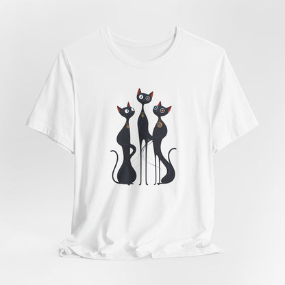 Black Cat Trio Tee – Cute Retro Cats Graphic T-Shirt - Minimalist Art Becheretty - Perfect gift for cats lovers