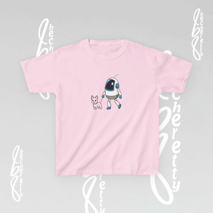 Cute Kids Robot & Dog Tee for Youth - Graphic Becheretty - Gift for Children - Kids Casual Wear