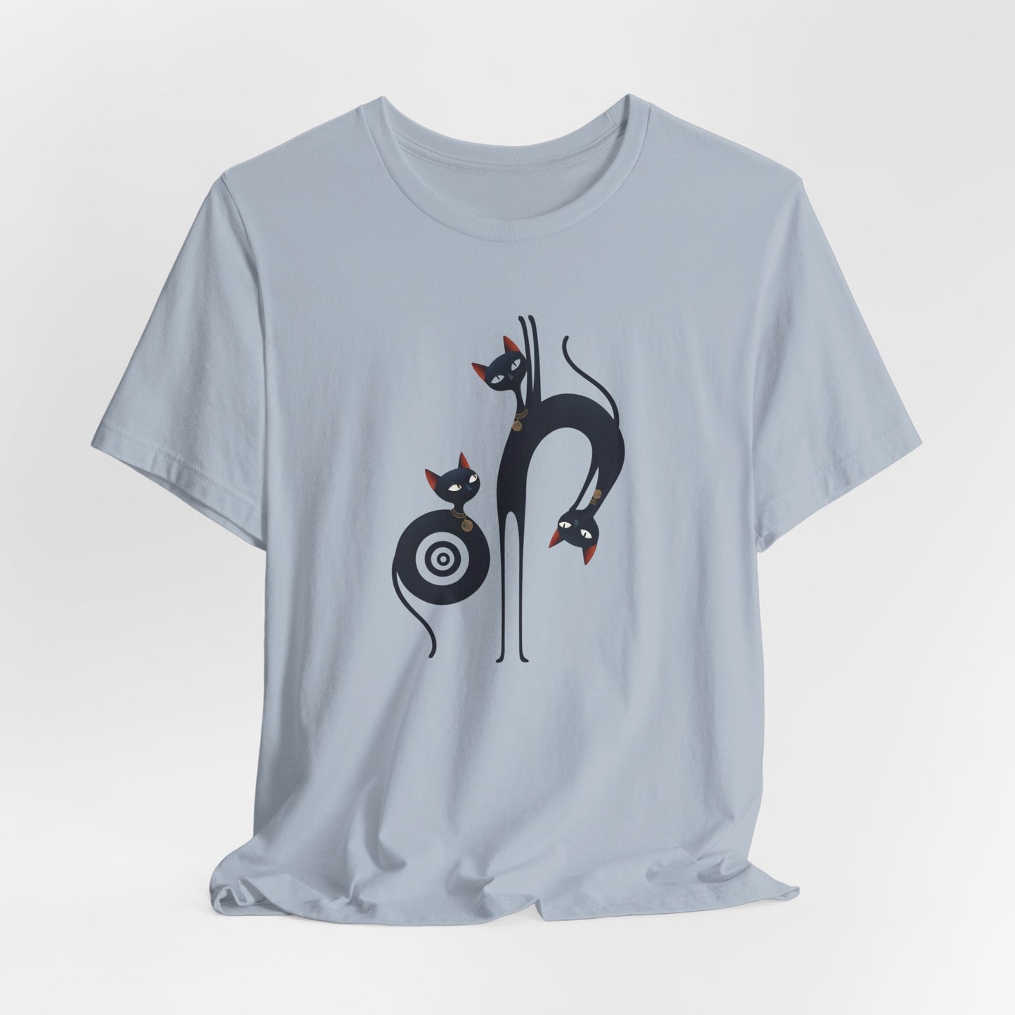 Graphic T-Shirt "Cat Trio" Design Surrealist & Minimalist Becheretty - Artful presence , casual wear.